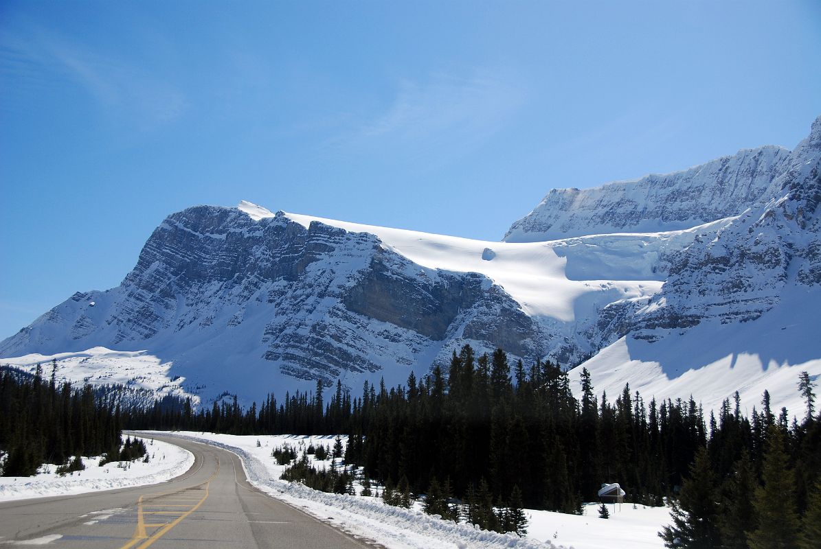 35 BowCrow Peak, Crowfoot Mountain and Glacier From Viewpoint On Icefields Parkway